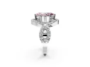 Halo Engagement Ring Setting for Fancy Pink Marquise Center with Pave Infinity Twist Band and Prong Head in White Gold