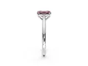 Solitaire Engagement Ring Setting for Fancy Pink Emerald Cut Center with Narrow Cathedral Band and Prong Head in Sterling Silver