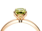 Solitaire Engagement Ring Setting for Fancy Yellow Emerald Cut Center with Thin Rounded Plain Band and Prong Head in Rose Gold