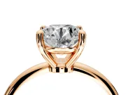 Minimalist Solitaire Engagement Ring Setting for Round Cut Center with Thin Band and Prong Head in Rose Gold