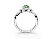 Solitaire Engagement Ring Setting for Fancy Green Pear-Shaped Center with Grooved Bar Accent Band and Prong Head in Platinum