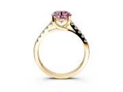 Solitaire Engagement Ring Setting for Fancy Pink Round Cut Center with Partway Pave Band and Prong Head in Yellow Gold