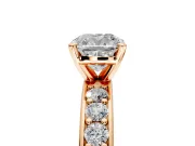 Solitaire Engagement Ring Setting for Cushion Cut Center with Channel-Set Accents and Prong Head in Rose Gold