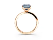 Solitaire Engagement Ring Setting for Fancy Blue Asscher Cut Center with Thin Rounded Plain Band and Prong Head in Rose Gold