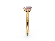 Solitaire Engagement Ring Setting for Fancy Pink Heart-Shaped Center with Engraved Milgrain Band and Prong Head in Yellow Gold