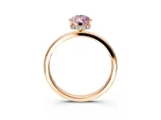 Hidden Halo Engagement Ring Setting for Fancy Pink Pear-Shaped Center with Plain Band and Tall Prong Head in Rose Gold