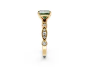 Solitaire Engagement Ring Setting for Fancy Green Princess Cut Center with Milgrain Bezel Accents and Prong Head in Yellow Gold