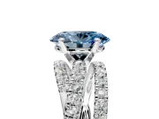 Solitaire Engagement Ring Setting for Fancy Blue Oval Center with Woven 3-Strand Pave Band and Prong Head in Platinum