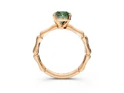 Solitaire Engagement Ring Setting for Fancy Green Cushion Cut Center with Bamboo Band and Prong Head in Rose Gold