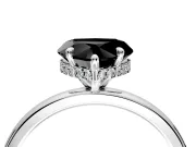 Hidden Halo Engagement Ring Setting for Fancy Black Heart-Shaped Center with Plain Band and Tall Prong Head in Platinum