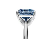 Solitaire Engagement Ring Setting for Fancy Blue Asscher Cut Center with Knife Ridge Band and Claw Prong Head in Sterling Silver