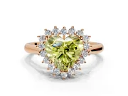Starburst Halo Engagement Ring Setting for Fancy Yellow Heart-Shaped Center with Thin Round-Wire Band and Prong Head in Rose Gold