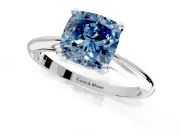 Solitaire Engagement Ring Setting for Fancy Blue Cushion Cut Center with Knife Ridge Band and Claw Prong Head in Sterling Silver