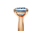 Solitaire Engagement Ring Setting for Fancy Blue Princess Cut Center with Reverse Tapered Band and Prong Head in Rose Gold