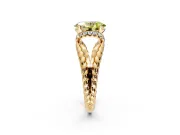 Halo Engagement Ring Setting for Fancy Yellow Oval Center with Rope Twist Split Shank and Prong Head in Yellow Gold