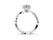 Side Accent Engagement Ring Setting for Round Cut Center with Accent Shoulders and Prong Head in Sterling Silver