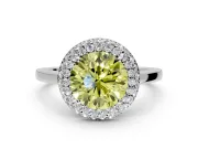 Halo Engagement Ring Setting for Fancy Yellow Round Cut Center with Plain Tapered Band and Prong Head in Platinum
