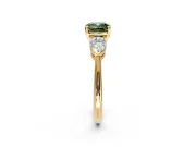 3 Stone Engagement Ring Setting for Fancy Green Cushion Cut Center with Large Pear-Shaped Accents and Prong Head in Yellow Gold