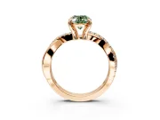 Solitaire Engagement Ring Setting for Fancy Green Oval Center with Half-Pave Crossover Band and Prong Head in Rose Gold