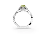 Halo Engagement Ring Setting for Fancy Yellow Marquise Center with Leaf Motif Split Shank and Prong Head in Platinum