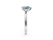 Hidden Halo Engagement Ring Setting for Fancy Blue Pear-Shaped Center with Thin Round-Wire Band and Prong Head in Platinum