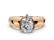 Tension Engagement Ring Setting for Pear-Shaped Center with Wide Flat Band and Tension Head in Rose Gold