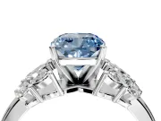 Leaf Cluster Engagement Ring Setting for Fancy Blue Cushion Cut Center with Marquise Accents and Prong Head in Sterling Silver