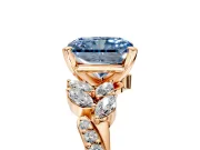 Solitaire Engagement Ring Setting for Fancy Blue Radiant Cut Center with Marquise Accent Twist Band and Prong Head in Rose Gold