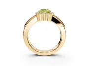 Halo Engagement Ring Setting for Fancy Yellow Cushion Cut Center with Wide Band, Inlaid Accent Row and Prong Head in Yellow Gold