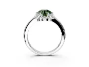 Floral Frame Engagement Ring Setting for Fancy Green Round Cut Center with Accent Clusters and Prong Head in Platinum