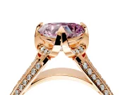 Solitaire Engagement Ring Setting for Fancy Pink Heart-Shaped Center with Accented Split Shank and Prong Head in Rose Gold