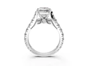 Solitaire Engagement Ring Setting for Princess Cut Center with Pave Cathedral Shoulders and Prong Head in Platinum