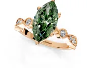 Solitaire Engagement Ring Setting for Fancy Green Marquise Center with Milgrain Bezel Accents and Prong Head in Rose Gold
