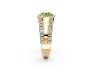 Halo Engagement Ring Setting for Fancy Yellow Round Cut Center with Wide-Open Pave Split Shank and Prong Head in Yellow Gold
