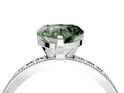 Milgrain Pave Engagement Ring Setting for Fancy Green Heart-Shaped Center with Accent Band and Prong Head in Platinum