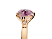 Solitaire Engagement Ring Setting for Fancy Pink Heart-Shaped Center with Beaded Shoulders and Prong Head in Rose Gold