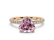 Solitaire Engagement Ring Setting for Fancy Pink Heart-Shaped Center with Fine Pave Band and Prong Head in Rose Gold