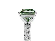 Open Basket Engagement Ring Setting for Fancy Green Princess Cut Center with Pave Band and Prong Head in Platinum