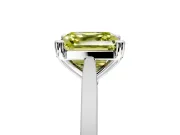 Solitaire Engagement Ring Setting for Fancy Yellow Asscher Cut Center with Tapered Shoulders and Prong Head in Sterling Silver