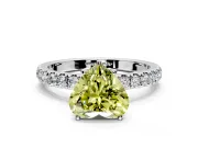 Open Basket Engagement Ring Setting for Fancy Yellow Heart-Shaped Center with Pave Band and Prong Head in Platinum