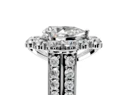 Large Accent Halo Engagement Ring Setting for Pear-Shaped Center with Pave Split Shank and Prong Head in White Gold