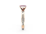 Solitaire Engagement Ring Setting for Fancy Pink Radiant Cut Center with Channel Baguette Band and Prong Head in Rose Gold