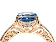Floral Engagement Ring Setting for Fancy Blue Asscher Cut Center with Four Accent Clusters and Prong Head in Rose Gold