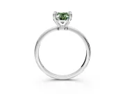 Minimalist Solitaire Engagement Ring Setting for Fancy Green Oval Center with Thin Band and Prong Head in Platinum