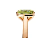 Solitaire Engagement Ring Setting for Fancy Yellow Emerald Cut Center with Flat-Sided Plain Band and Prong Head in Rose Gold