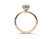 Hidden Halo Engagement Ring Setting for Radiant Cut Center with Thin Round-Wire Band and Prong Head in Rose Gold