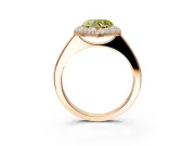 Halo Engagement Ring Setting for Fancy Yellow Heart-Shaped Center with Plain Tapered Band and Prong Head in Rose Gold