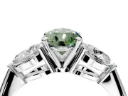3 Stone Engagement Ring Setting for Fancy Green Pear-Shaped Center with Large Pear-Shaped Accents and Prong Head in Platinum