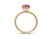 Solitaire Engagement Ring Setting for Fancy Pink Round Cut Center with Plain Twisted Rope Band and Prong Head in Yellow Gold
