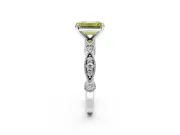 Solitaire Engagement Ring Setting for Fancy Yellow Emerald Cut Center with Milgrain Bezel Accents and Prong Head in Platinum